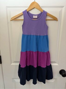 Hanna Andersson Tank Tiered Dress in Purple, Blue, Magenta & Navy - 120cm US 6/7